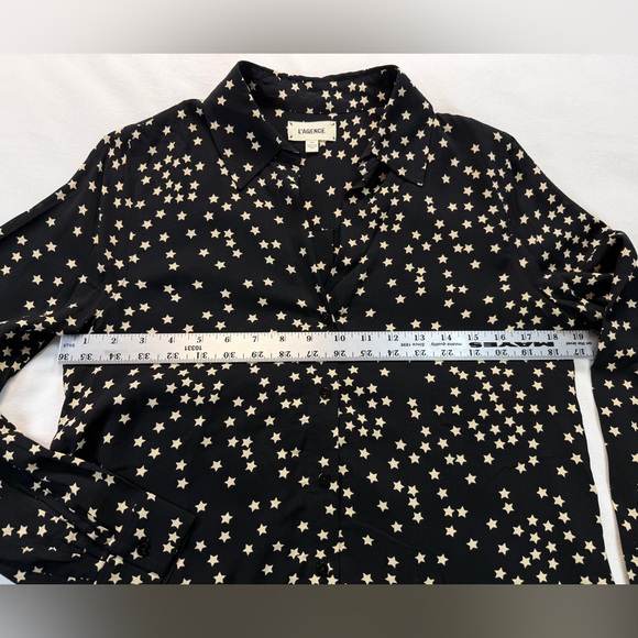 L’agence Holly Black and White Star Button Up Collared Blouse Small - Picture 4 of 10